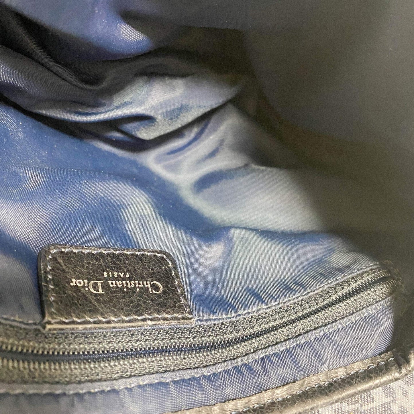 Authentic CHRISTIAN DIOR 2005 Navy Flight Line Trotter Saddle Handbag Pre-owned