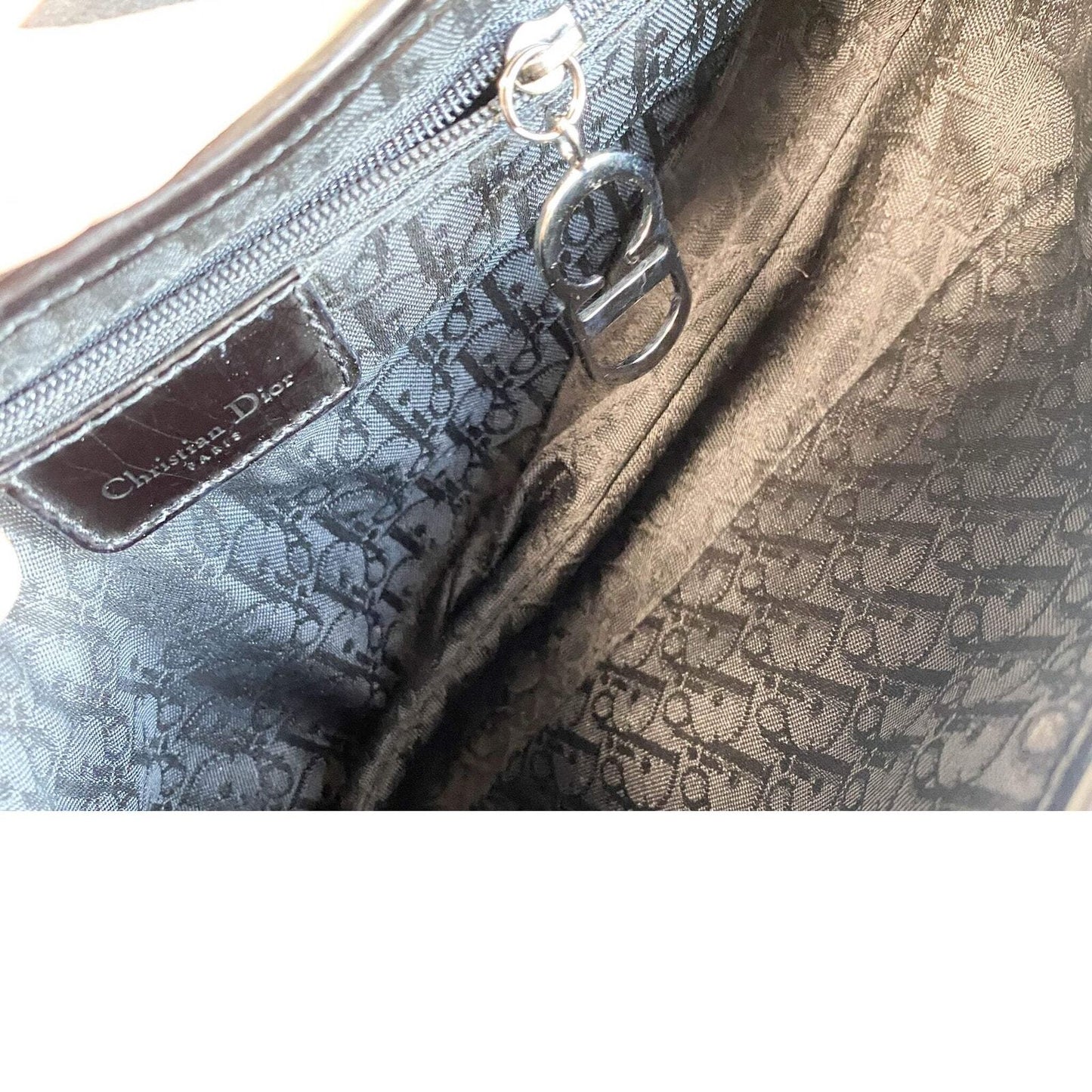 Authentic CHRISTIAN DIOR Flower Print Cotton Canvas Saddle Shoulder Bag Pre-owned