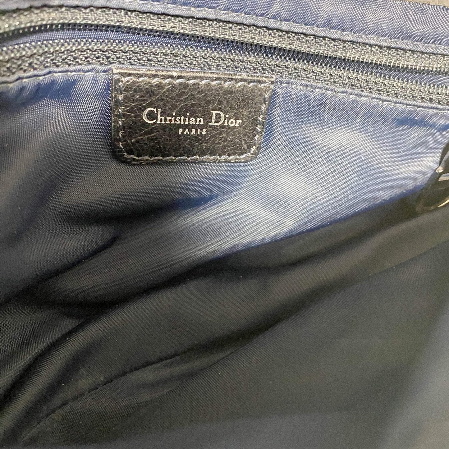 Authentic CHRISTIAN DIOR 2005 Navy Flight Line Trotter Saddle Handbag Pre-owned